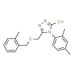 ChemSpider 2D Image | 4H-1,2,4-triazole-3-thiol, 4-(2,4-dimethylphenyl)-5-[[[(2-methylphenyl)methyl]thio]methyl]- | C19H21N3S2