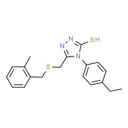 ChemSpider 2D Image | 4H-1,2,4-triazole-3-thiol, 4-(4-ethylphenyl)-5-[[[(2-methylphenyl)methyl]thio]methyl]- | C19H21N3S2