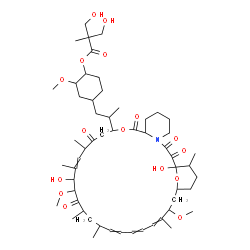 ChemSpider 2D Image | 4-[2-(1,18-Dihydroxy-19,30-dimethoxy-15,17,21,23,29,35-hexamethyl-2,3,10,14,20-pentaoxo-11,36-dioxa-4-azatricyclo[30.3.1.0~4,9~]hexatriaconta-16,24,26,28-tetraen-12-yl)propyl]-2-methoxycyclohexyl 3-hy
droxy-2-(hydroxymethyl)-2-methylpropanoate | C56H87NO16