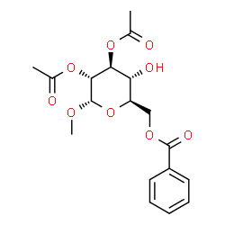 ChemSpider 2D Image | Methyl 2,3-di-O-acetyl-6-O-benzoyl-alpha-D-glucopyranoside | C18H22O9