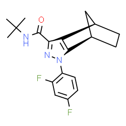 ChemSpider 2D Image | (1R,7R)-3-(2,4-Difluorophenyl)-N-(2-methyl-2-propanyl)-3,4-diazatricyclo[5.2.1.0~2,6~]deca-2(6),4-diene-5-carboxamide | C19H21F2N3O
