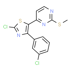ChemSpider 2D Image | 4-[2-Chloro-4-(3-chlorophenyl)-1,3-thiazol-5-yl]-2-(methylsulfanyl)pyrimidine | C14H9Cl2N3S2