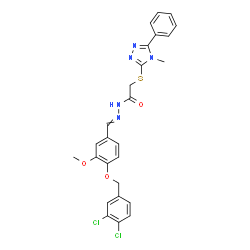 ChemSpider 2D Image | N'-{4-[(3,4-Dichlorobenzyl)oxy]-3-methoxybenzylidene}-2-[(4-methyl-5-phenyl-4H-1,2,4-triazol-3-yl)sulfanyl]acetohydrazide | C26H23Cl2N5O3S