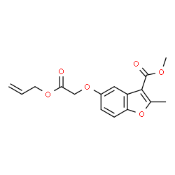 ChemSpider 2D Image | Methyl 5-[2-(allyloxy)-2-oxoethoxy]-2-methyl-1-benzofuran-3-carboxylate | C16H16O6