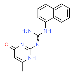 ChemSpider 2D Image | 1-(4-Methyl-6-oxo-1,6-dihydro-2-pyrimidinyl)-3-(1-naphthyl)guanidine | C16H15N5O