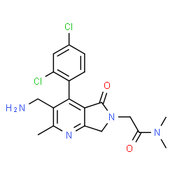 ChemSpider 2D Image | 2-[3-(Aminomethyl)-4-(2,4-dichlorophenyl)-2-methyl-5-oxo-5,7-dihydro-6H-pyrrolo[3,4-b]pyridin-6-yl]-N,N-dimethylacetamide | C19H20Cl2N4O2