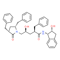 ChemSpider 2D Image | (2R,4S)-2-Benzyl-5-[(3R,5R)-3,5-dibenzyl-2-oxo-1-pyrrolidinyl]-4-hydroxy-N-[(1S,2R)-2-hydroxy-2,3-dihydro-1H-inden-1-yl]pentanamide | C39H42N2O4