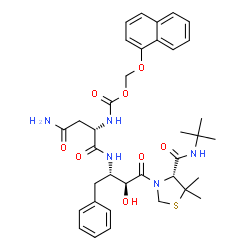 ChemSpider 2D Image | (1-Naphthyloxy)methyl [(2S)-4-amino-1-{[(2S,3S)-4-{(4R)-5,5-dimethyl-4-[(2-methyl-2-propanyl)carbamoyl]-1,3-thiazolidin-3-yl}-3-hydroxy-4-oxo-1-phenyl-2-butanyl]amino}-1,4-dioxo-2-butanyl]carbamate (n
on-preferred name) | C36H45N5O8S