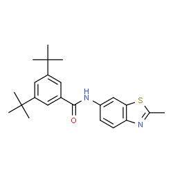ChemSpider 2D Image | N-(2-Methyl-1,3-benzothiazol-6-yl)-3,5-bis(2-methyl-2-propanyl)benzamide | C23H28N2OS