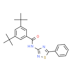 ChemSpider 2D Image | 3,5-Bis(2-methyl-2-propanyl)-N-(5-phenyl-1,2,4-thiadiazol-3-yl)benzamide | C23H27N3OS