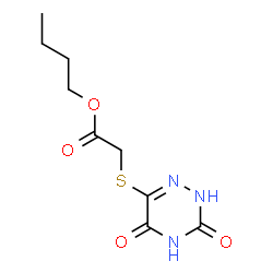 ChemSpider 2D Image | Butyl [(3,5-dioxo-2,3,4,5-tetrahydro-1,2,4-triazin-6-yl)sulfanyl]acetate | C9H13N3O4S