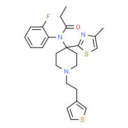 ChemSpider 2D Image | N-(2-Fluorophenyl)-N-(4-(4-methyl-2-thiazolyl)-1-(2-(3-thienyl)ethyl)-4-piperidinyl)propanamide | C24H28FN3OS2
