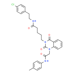 ChemSpider 2D Image | N-[2-(4-Chlorophenyl)ethyl]-5-[1-{2-[(4-methylphenyl)amino]-2-oxoethyl}-2,4-dioxo-1,4-dihydro-3(2H)-quinazolinyl]pentanamide | C30H31ClN4O4
