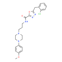 ChemSpider 2D Image | 5-(2-Chlorobenzyl)-N-{3-[4-(4-methoxyphenyl)-1-piperazinyl]propyl}-1,3,4-oxadiazole-2-carboxamide | C24H28ClN5O3