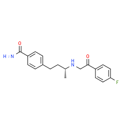 ChemSpider 2D Image | 4-[(3R)-3-{[2-(4-Fluorophenyl)-2-oxoethyl]amino}butyl]benzamide | C19H21FN2O2