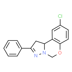 ChemSpider 2D Image | 9-Chloro-2-phenyl-1,10b-dihydropyrazolo[1,5-c][1,3]benzoxazine | C16H13ClN2O