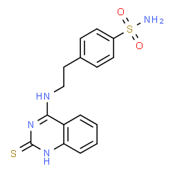 ChemSpider 2D Image | 4-{2-[(2-Thioxo-1,2-dihydro-4-quinazolinyl)amino]ethyl}benzenesulfonamide | C16H16N4O2S2