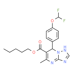 ChemSpider 2D Image | Pentyl 7-[4-(difluoromethoxy)phenyl]-5-methyl-1,7-dihydro[1,2,4]triazolo[1,5-a]pyrimidine-6-carboxylate | C19H22F2N4O3