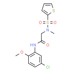 ChemSpider 2D Image | N-(5-Chloro-2-methoxyphenyl)-N~2~-methyl-N~2~-(2-thienylsulfonyl)glycinamide | C14H15ClN2O4S2