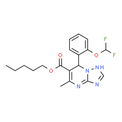 ChemSpider 2D Image | Pentyl 7-[2-(difluoromethoxy)phenyl]-5-methyl-1,7-dihydro[1,2,4]triazolo[1,5-a]pyrimidine-6-carboxylate | C19H22F2N4O3