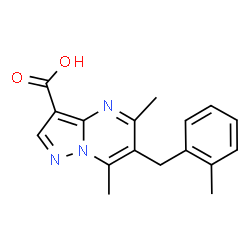 ChemSpider 2D Image | 5,7-Dimethyl-6-(2-methylbenzyl)pyrazolo[1,5-a]pyrimidine-3-carboxylic acid | C17H17N3O2