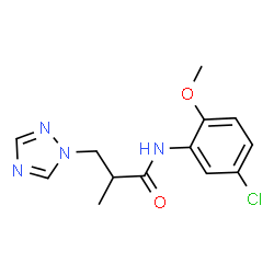 ChemSpider 2D Image | N-(5-Chloro-2-methoxyphenyl)-2-methyl-3-(1H-1,2,4-triazol-1-yl)propanamide | C13H15ClN4O2