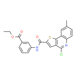ChemSpider 2D Image | Ethyl 3-{[(4-chloro-8-methylthieno[3,2-c]quinolin-2-yl)carbonyl]amino}benzoate | C22H17ClN2O3S