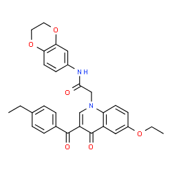 ChemSpider 2D Image | N-(2,3-Dihydro-1,4-benzodioxin-6-yl)-2-[6-ethoxy-3-(4-ethylbenzoyl)-4-oxo-1(4H)-quinolinyl]acetamide | C30H28N2O6