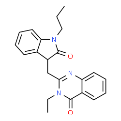 ChemSpider 2D Image | 3-Ethyl-2-[(2-oxo-1-propyl-2,3-dihydro-1H-indol-3-yl)methyl]-4(3H)-quinazolinone | C22H23N3O2