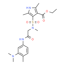 ChemSpider 2D Image | Ethyl 4-[(2-{[3-(dimethylamino)-4-methylphenyl]amino}-2-oxoethyl)(methyl)sulfamoyl]-2,5-dimethyl-1H-pyrrole-3-carboxylate | C21H30N4O5S