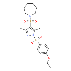 ChemSpider 2D Image | 1-({1-[(4-Ethoxyphenyl)sulfonyl]-3,5-dimethyl-1H-pyrazol-4-yl}sulfonyl)azepane | C19H27N3O5S2