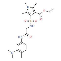 ChemSpider 2D Image | Ethyl 4-[(2-{[3-(dimethylamino)-4-methylphenyl]amino}-2-oxoethyl)sulfamoyl]-1,2,5-trimethyl-1H-pyrrole-3-carboxylate | C21H30N4O5S