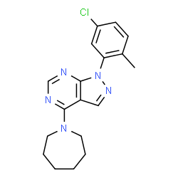 ChemSpider 2D Image | 4-(1-Azepanyl)-1-(5-chloro-2-methylphenyl)-1H-pyrazolo[3,4-d]pyrimidine | C18H20ClN5