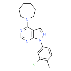 ChemSpider 2D Image | 4-(1-Azepanyl)-1-(3-chloro-4-methylphenyl)-1H-pyrazolo[3,4-d]pyrimidine | C18H20ClN5
