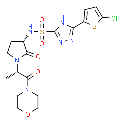 ChemSpider 2D Image | 3-(5-Chloro-2-thienyl)-N-{(3S)-1-[(2S)-1-(4-morpholinyl)-1-oxo-2-propanyl]-2-oxo-3-pyrrolidinyl}-1H-1,2,4-triazole-5-sulfonamide | C17H21ClN6O5S2