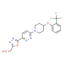 ChemSpider 2D Image | [5-(6-{4-[2-(Trifluoromethyl)phenoxy]-1-piperidinyl}-3-pyridazinyl)-1,3,4-oxadiazol-2-yl]methanol | C19H18F3N5O3