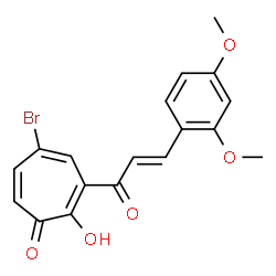 ChemSpider 2D Image | 5-Bromo-3-[(2E)-3-(2,4-dimethoxyphenyl)-2-propenoyl]-2-hydroxy-2,4,6-cycloheptatrien-1-one | C18H15BrO5