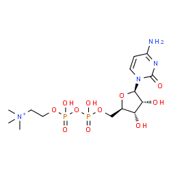 ChemSpider 2D Image | 5'-O-[Hydroxy({hydroxy[2-(trimethylammonio)ethoxy]phosphoryl}oxy)phosphoryl]cytidine | C14H27N4O11P2