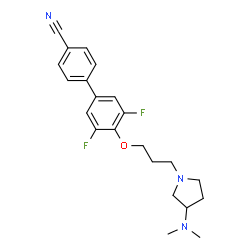 ChemSpider 2D Image | 4'-{3-[3-(Dimethylamino)-1-pyrrolidinyl]propoxy}-3',5'-difluoro-4-biphenylcarbonitrile | C22H25F2N3O