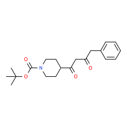 ChemSpider 2D Image | tert-butyl 4-(3-oxo-4-phenylbutanoyl)piperidine-1-carboxylate | C20H27NO4