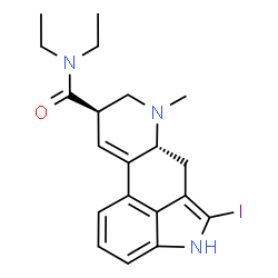 ChemSpider 2D Image | (8beta)-N,N-Diethyl-2-iodo-6-methyl-9,10-didehydroergoline-8-carboxamide | C20H24IN3O
