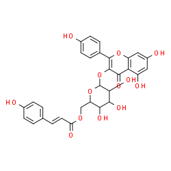 ChemSpider 2D Image | 5,7-Dihydroxy-2-(4-hydroxyphenyl)-4-oxo-4H-chromen-3-yl 6-O-[(2E)-3-(4-hydroxyphenyl)-2-propenoyl]hexopyranoside | C30H26O13