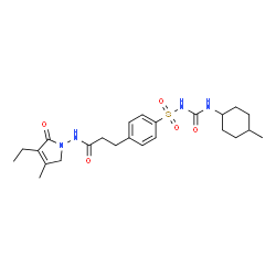 ChemSpider 2D Image | N-(3-Ethyl-4-methyl-2-oxo-2,5-dihydro-1H-pyrrol-1-yl)-3-(4-{[(4-methylcyclohexyl)carbamoyl]sulfamoyl}phenyl)propanamide | C24H34N4O5S