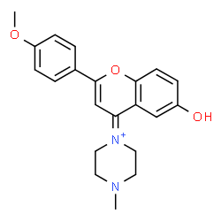ChemSpider 2D Image | 1-[6-Hydroxy-2-(4-methoxyphenyl)-4H-chromen-4-ylidene]-4-methylpiperazin-1-ium | C21H23N2O3