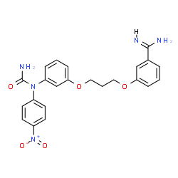 ChemSpider 2D Image | 3-(3-{3-[Carbamoyl(4-nitrophenyl)amino]phenoxy}propoxy)benzenecarboximidamide | C23H23N5O5