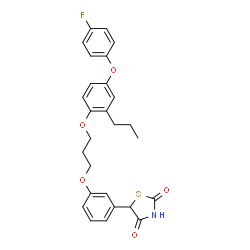 ChemSpider 2D Image | 5-(3-{3-[4-(4-Fluorophenoxy)-2-propylphenoxy]propoxy}phenyl)-1,3-thiazolidine-2,4-dione | C27H26FNO5S