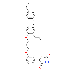 ChemSpider 2D Image | 5-(3-{3-[4-(4-Isopropylphenoxy)-2-propylphenoxy]propoxy}phenyl)-1,3-thiazolidine-2,4-dione | C30H33NO5S