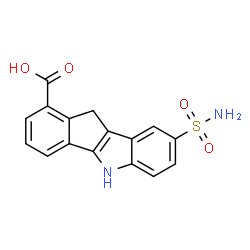 ChemSpider 2D Image | 8-Sulfamoyl-5,10-dihydroindeno[1,2-b]indole-1-carboxylic acid | C16H12N2O4S
