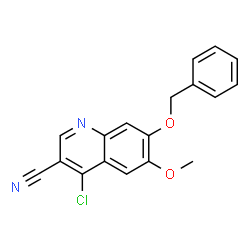 ChemSpider 2D Image | 7-(Benzyloxy)-4-chlor-6-methoxychinolin-3-carbonitril | C18H13ClN2O2