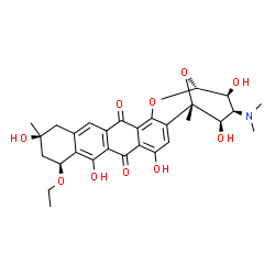 ChemSpider 2D Image | (1S,10S,12S,21R,22S,23S,24R)-23-(Dimethylamino)-10-ethoxy-4,8,12,22,24-pentahydroxy-1,12-dimethyl-20,25-dioxahexacyclo[19.3.1.0~2,19~.0~5,18~.0~7,16~.0~9,14~]pentacosa-2,4,7(16),8,14,18-hexaene-6,17-d
ione | C29H33NO10